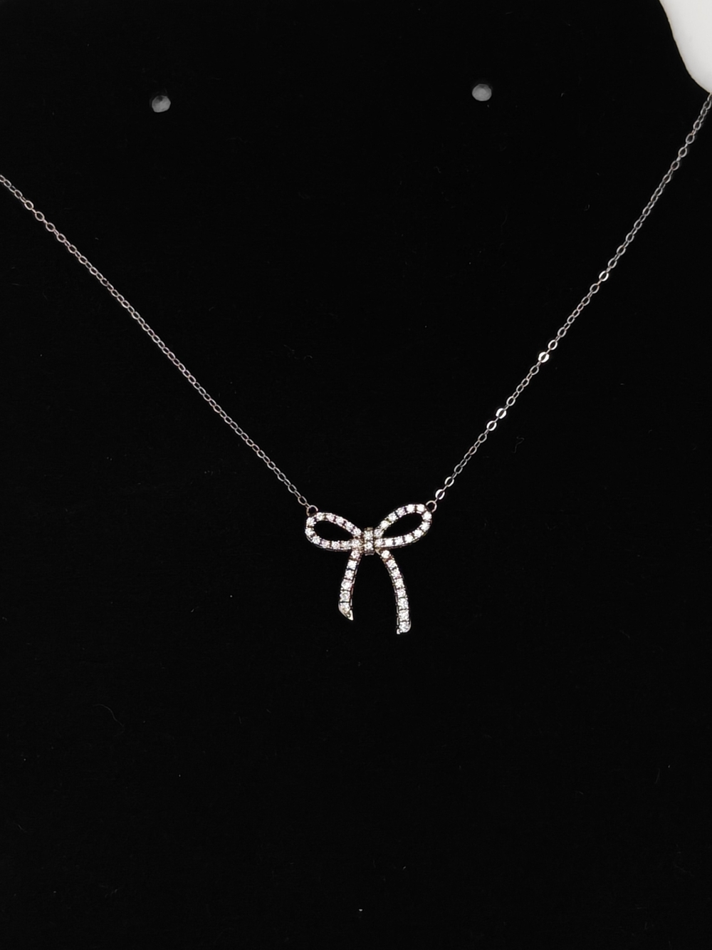 Sterling Silver Moissanite Bow Shape Necklace